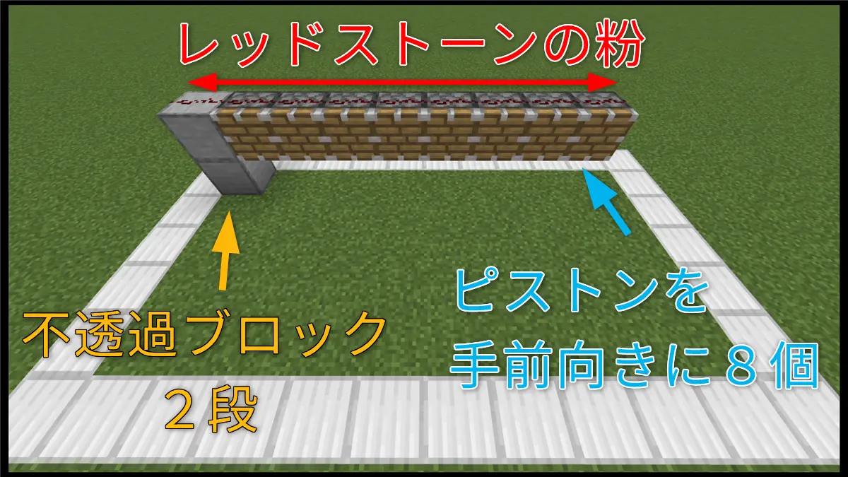 ピストンの設置とレッドストーン回路
