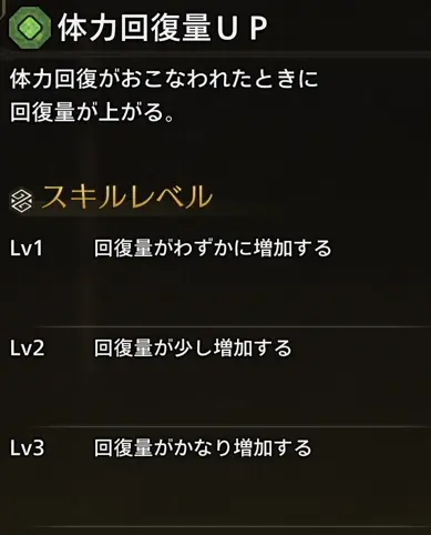 モンハンワイルズ 体力回復量UP